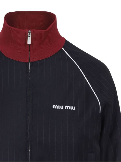 Blouson with zip in pinstripe MIU MIU | ML1324174XF0008